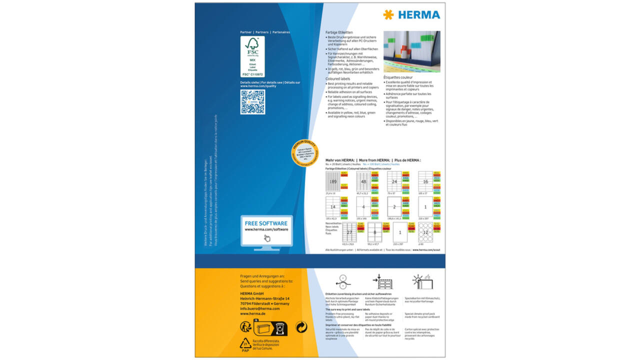 Etiket HERMA 4406 70x37mm geel 2400 stuks