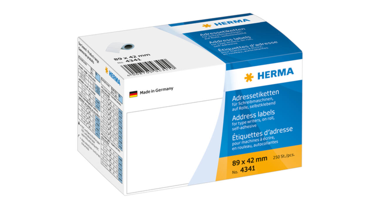 Etiket HERMA adres 4341 89x42mm op rol wit 250 stuks