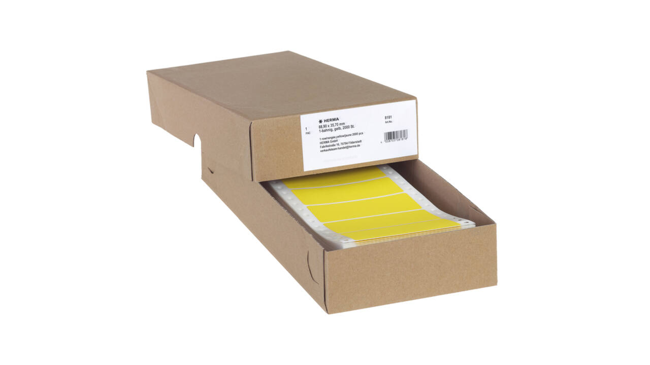 Etiket HERMA 8181 88.9x35.7mm 1-baans geel 2000 stuks