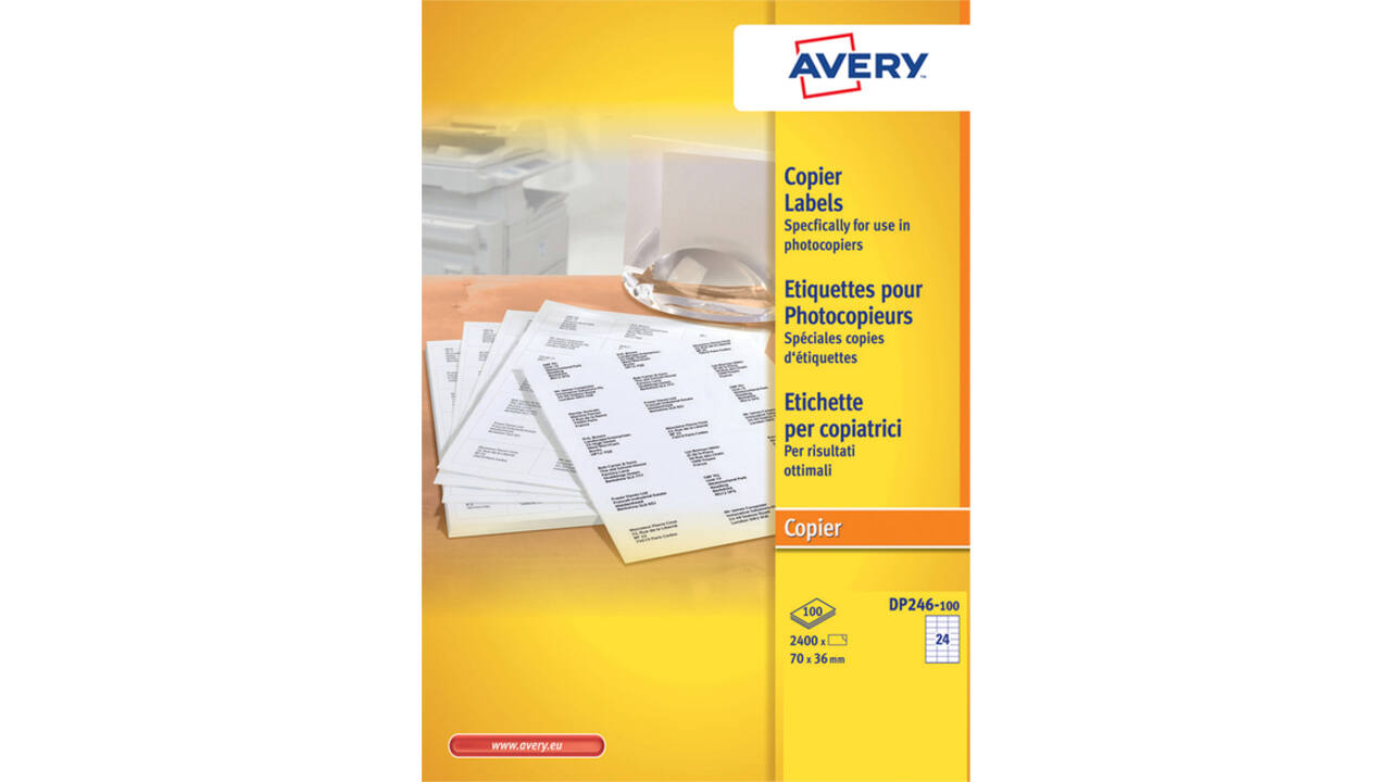 Etiket Avery DP246-100 70x36mm wit 2400 stuks