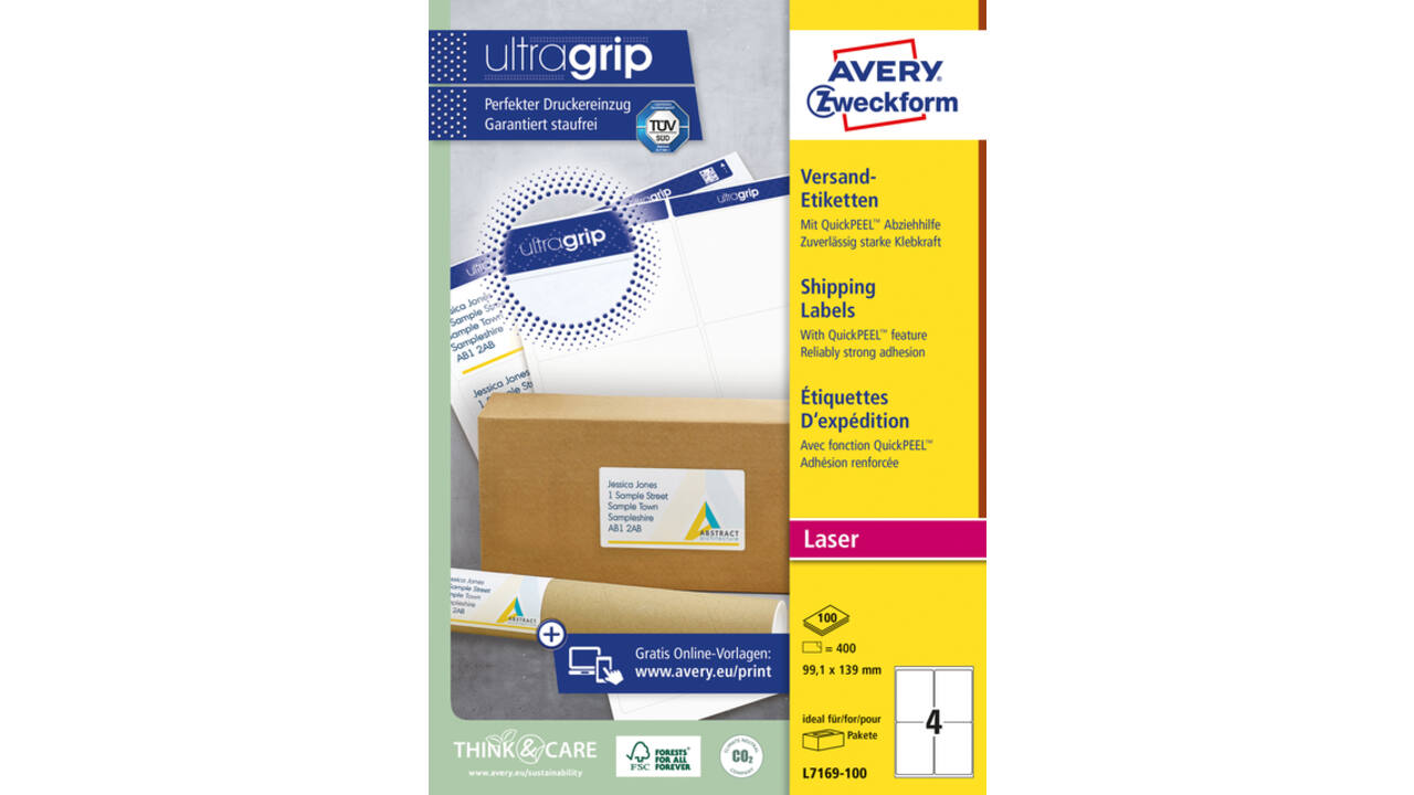 Etiket Avery L7169-100 99.1x139mm 400 stuks