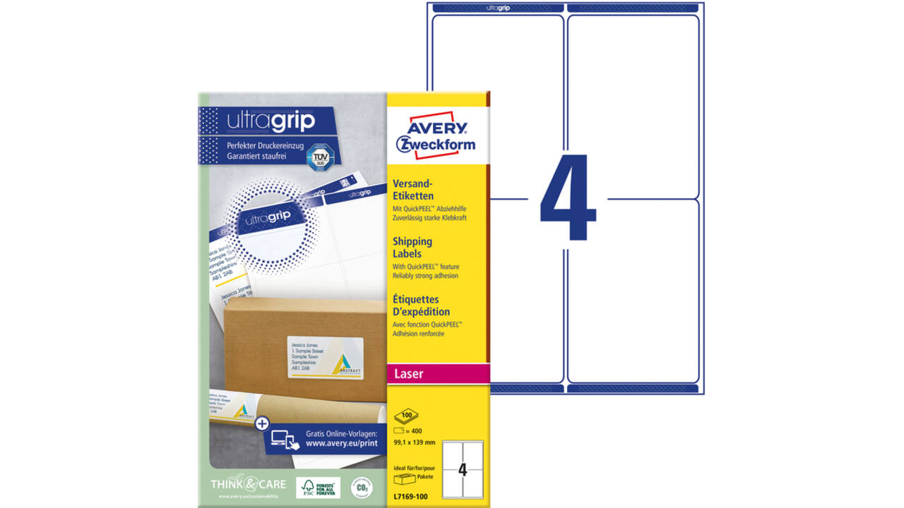 Etiket Avery L7169-100 99.1x139mm 400 stuks