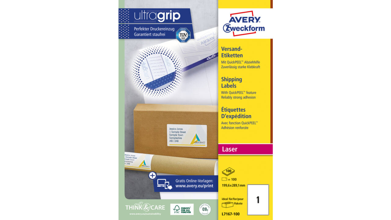 Etiket Avery L7167-100 199.6x289.1mm wit 100 stuks