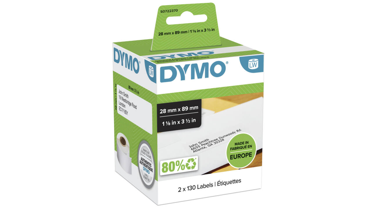Etiket Dymo LabelWriter adressering 28x89mm 2 rollen á 130 stuks wit