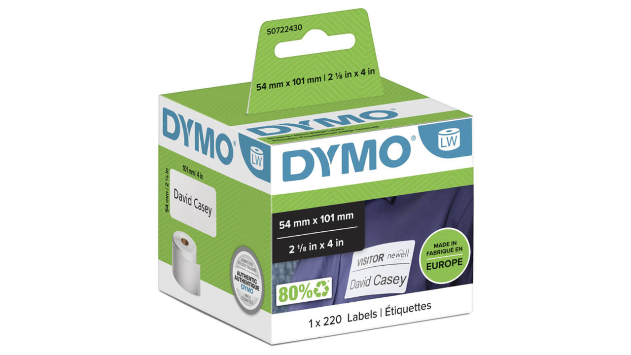 Etiket Dymo LabelWriter naamkaart 54x101mm 1 rol á 220 stuks wit