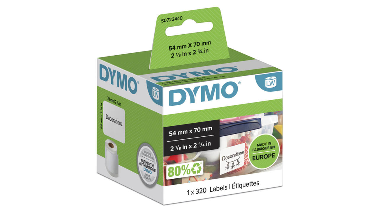 Etiket Dymo LabelWriter multifunctioneel 54x70mm 1 rol á 320 stuks wit