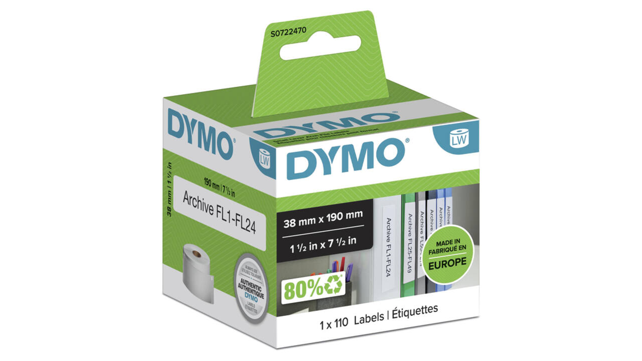 Etiket Dymo LabelWriter multifunctioneel 38x190mm 1 rol á 110 stuks wit