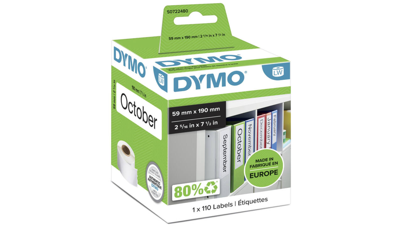 Etiket Dymo LabelWriter naamkaart ordner 59x190mm 1 rol á 110 stuks wit