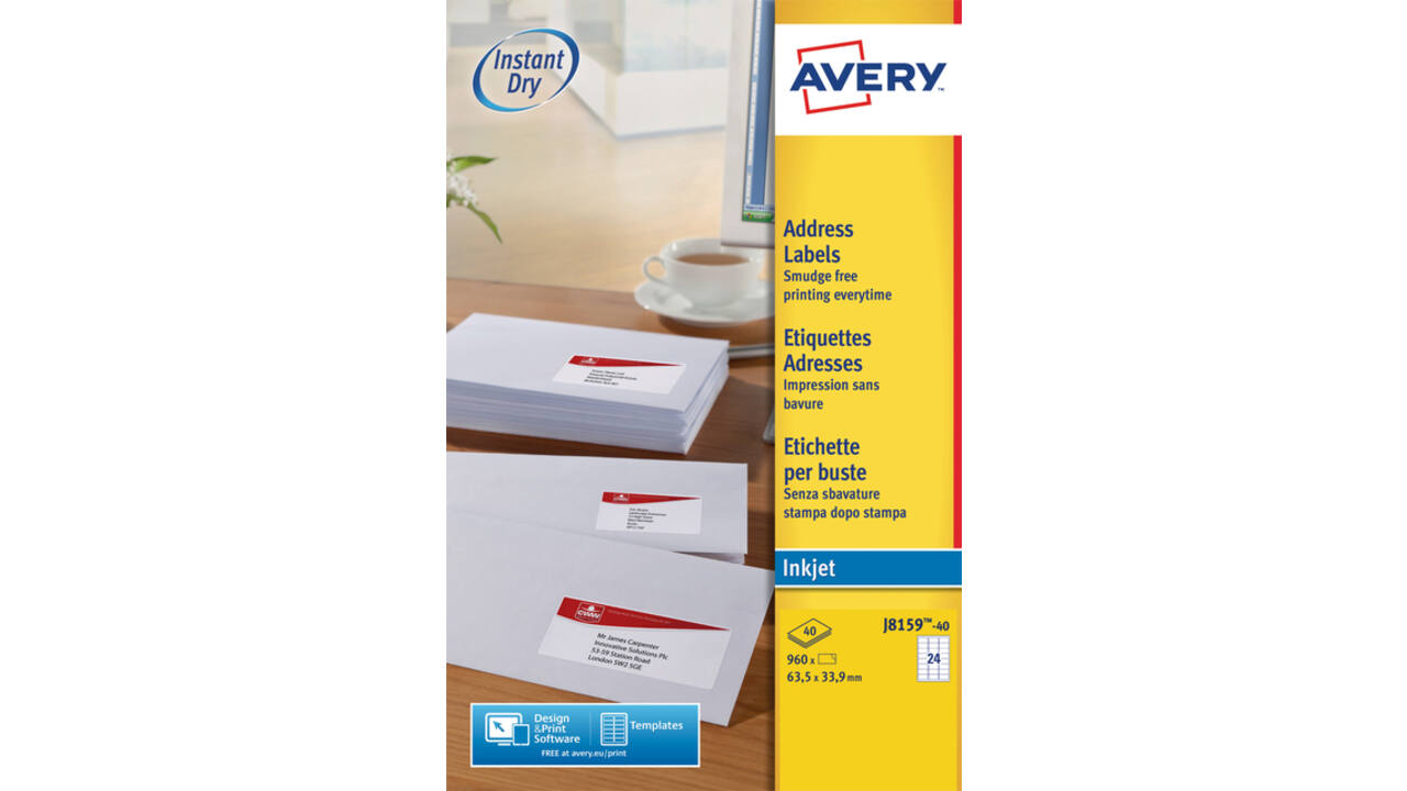 Etiket Avery J8159-40 63.5x33.9mm wit 960 stuks
