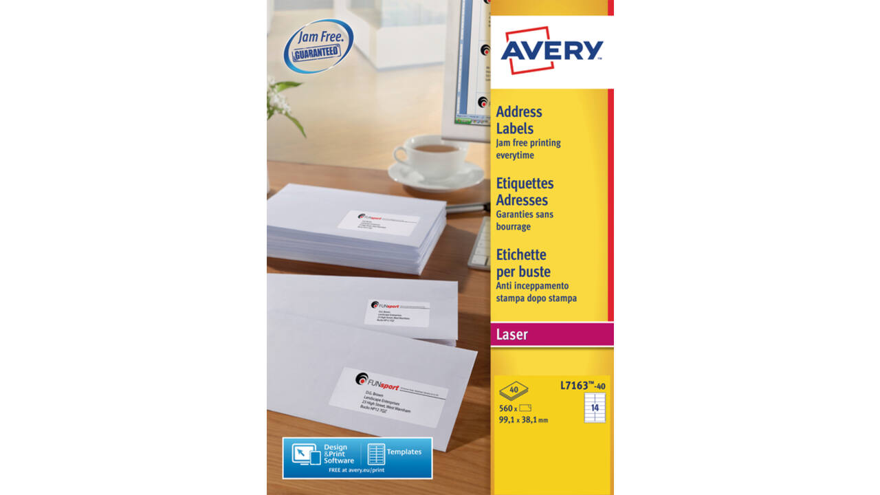 Etiket Avery L7163-40 99.1x38.1mm wit 560 stuks