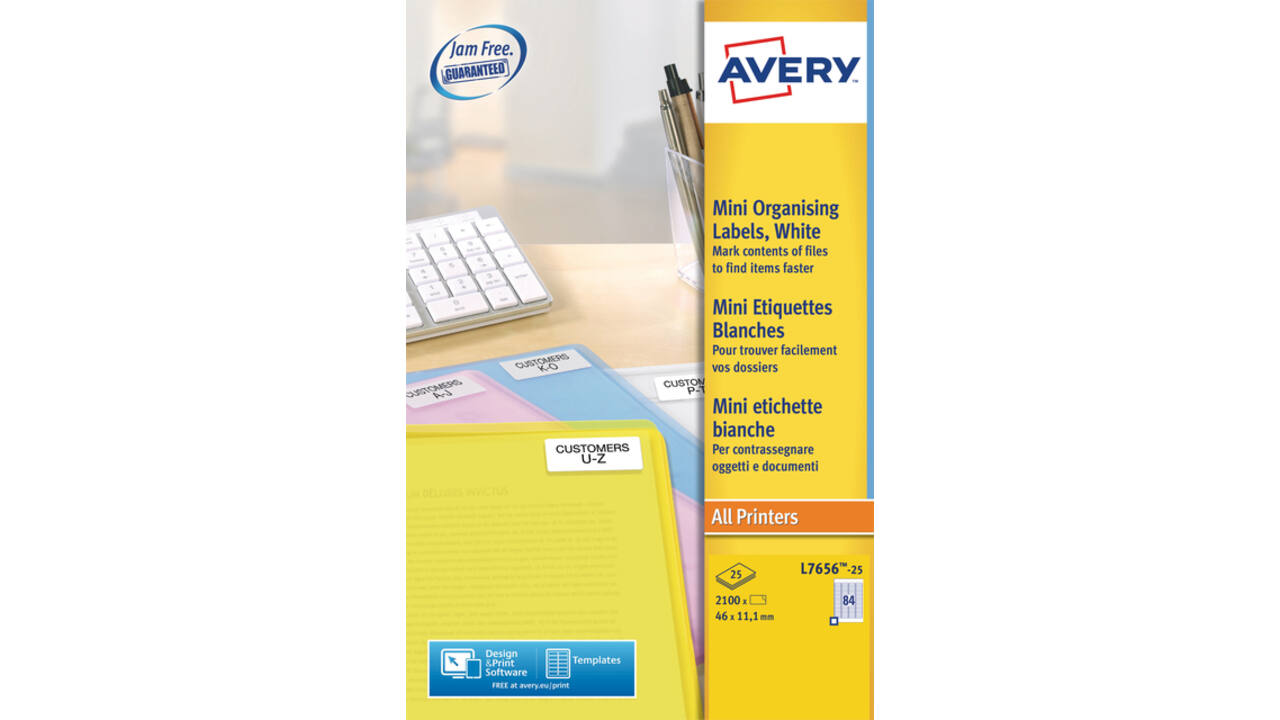 Etiket Avery L7656-25 46x11.1mm wit 2100 stuks