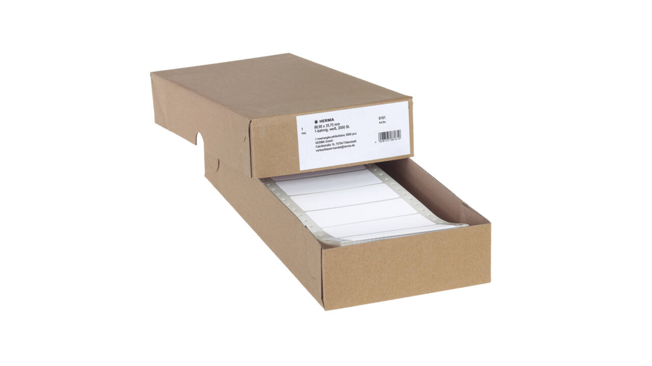 Etiket HERMA 8161 88.9x35.7mm 1-baans wit 2000 stuks