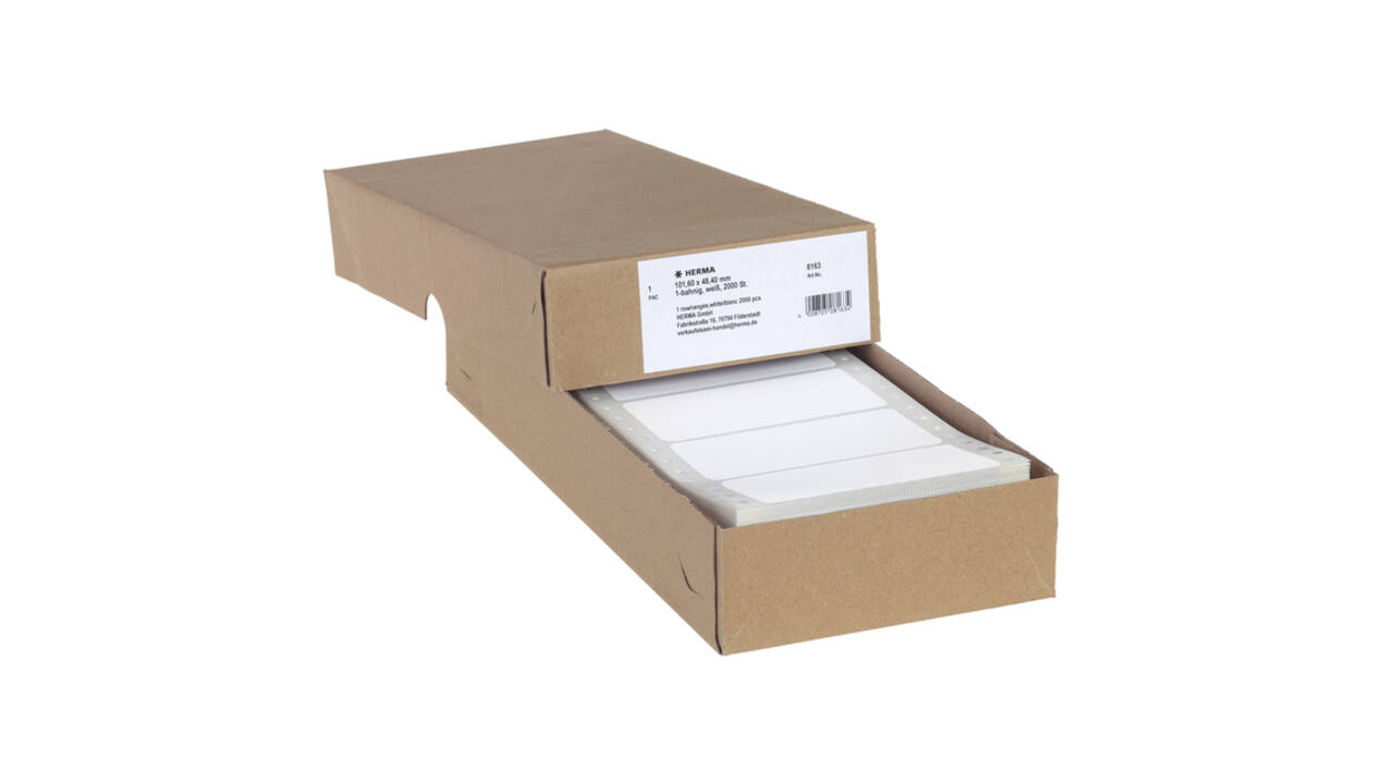 Etiket HERMA 8163 101.6x48.4mm 1-baans wit 2000 stuks