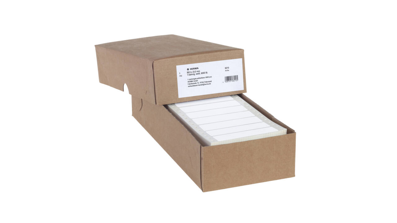 Etiket HERMA 8210 88.9x23Mm 1-baans wit 6000 stuks