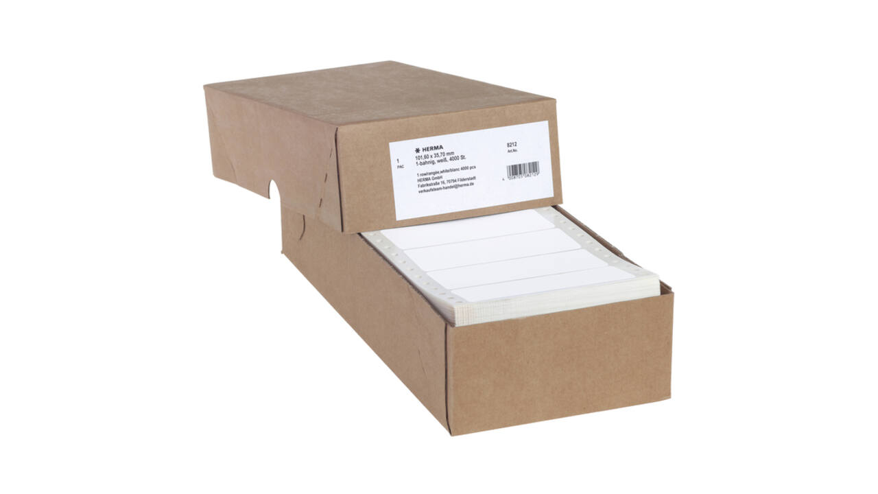 Etiket HERMA 8212 101.6x35.7mm 1-baans wit 4000 stuks