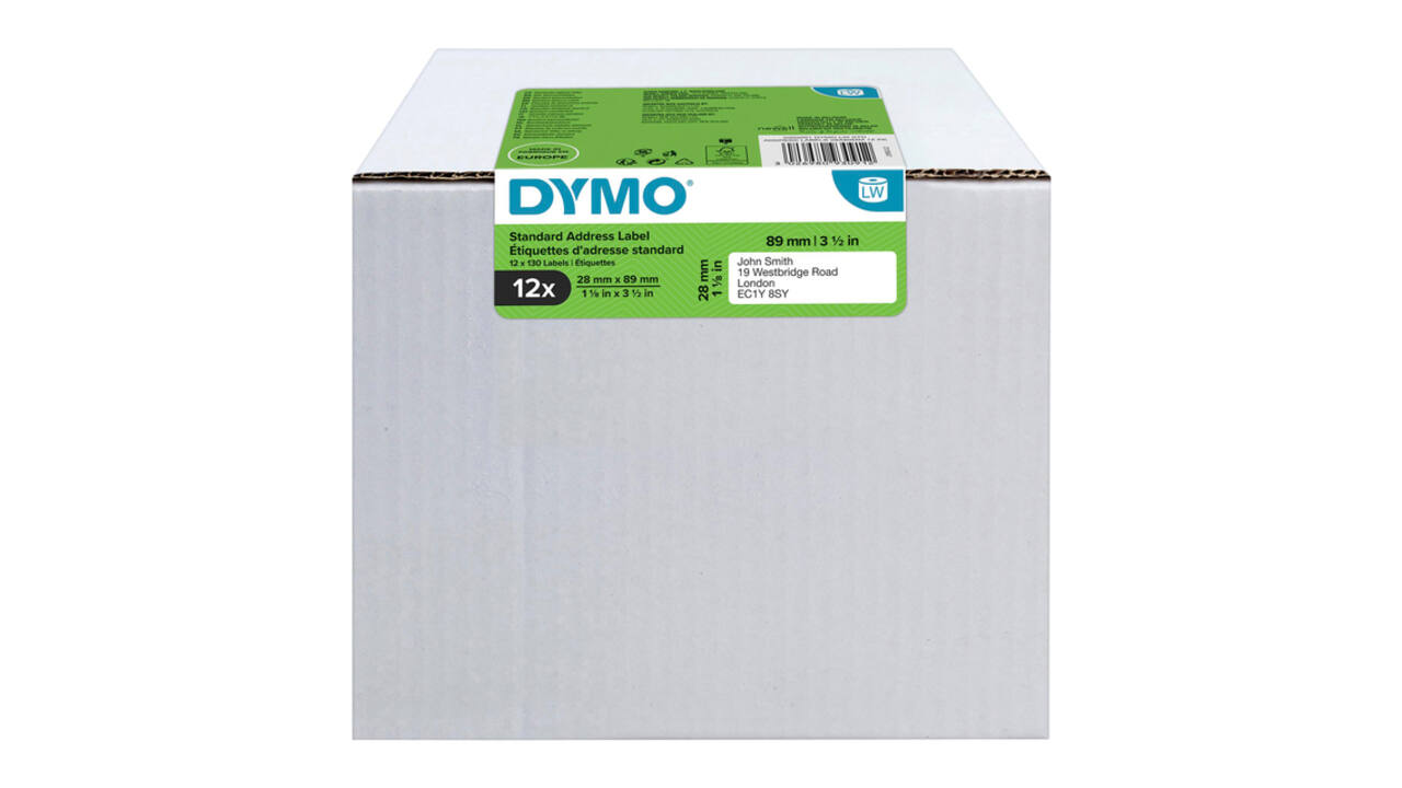 Etiket Dymo LabelWriter adressering 28x89mm 12 rollen á 130 stuks wit