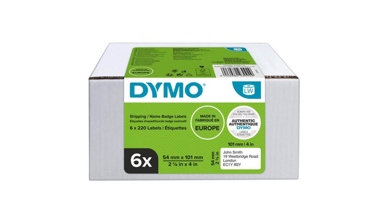 Etiket Dymo LabelWriter naamkaart 54x101mm 6 rollen á 220 stuks wit