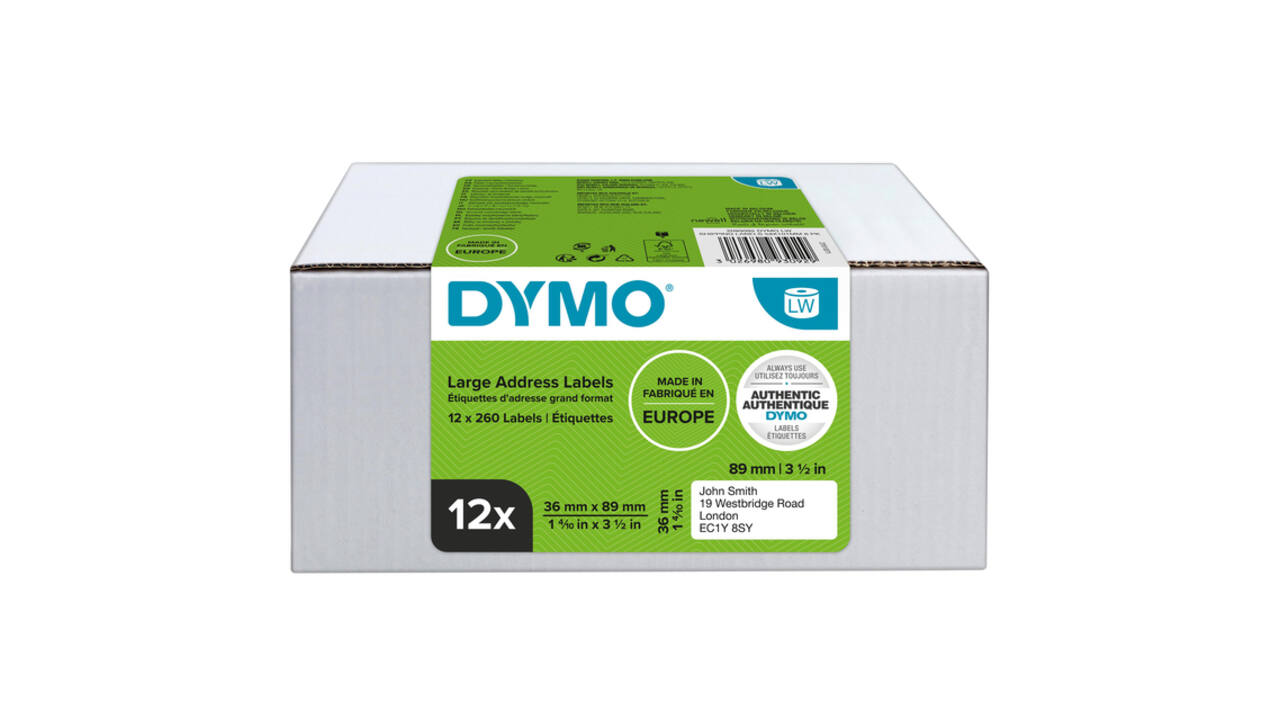 Etiket Dymo LabelWriter adressering 36x89mm 12 rollen á 260 stuks wit