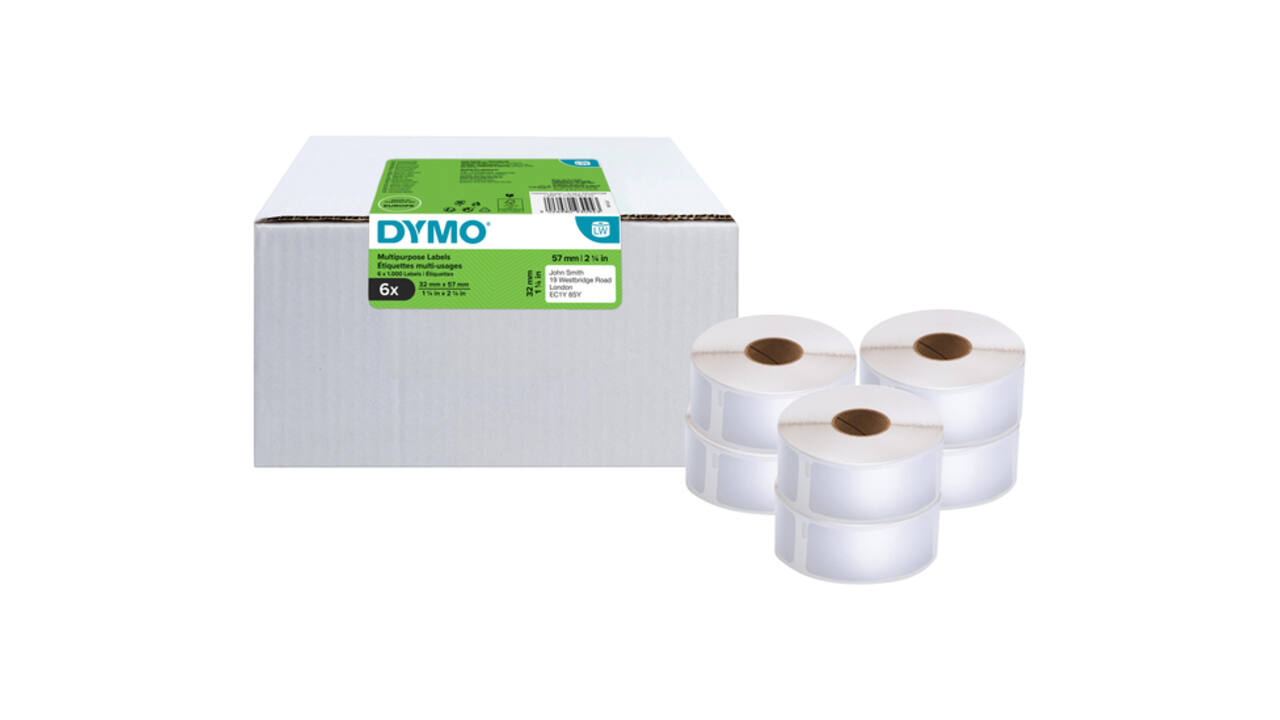 Etiket Dymo LabelWriter multifunctioneel 32x57mm 6 rollen á 1000 stuks wit