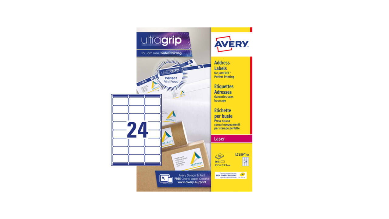 Etiket Avery L7159-40 63.5x33.9mm wit 960 stuks