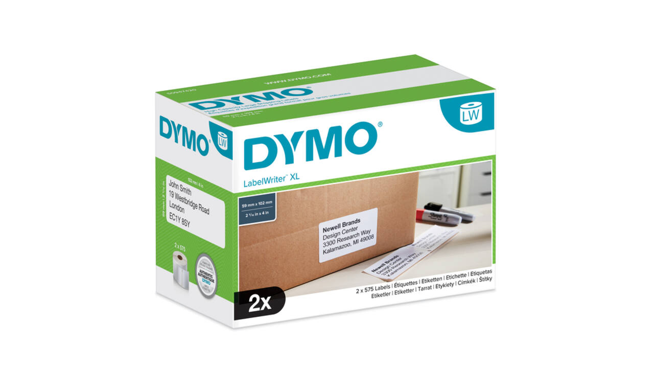 Etiket Dymo LabelWriter 5XL verzendlabel 59x102mm 2 rollen á 575 stuks wit