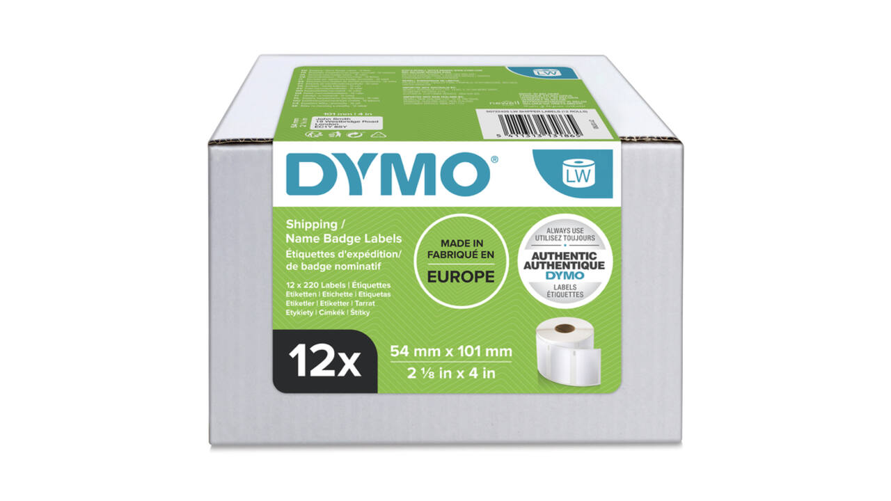Etiket Dymo LabelWriter naamkaart 54x101mm 12 rollen á 220 stuks wit