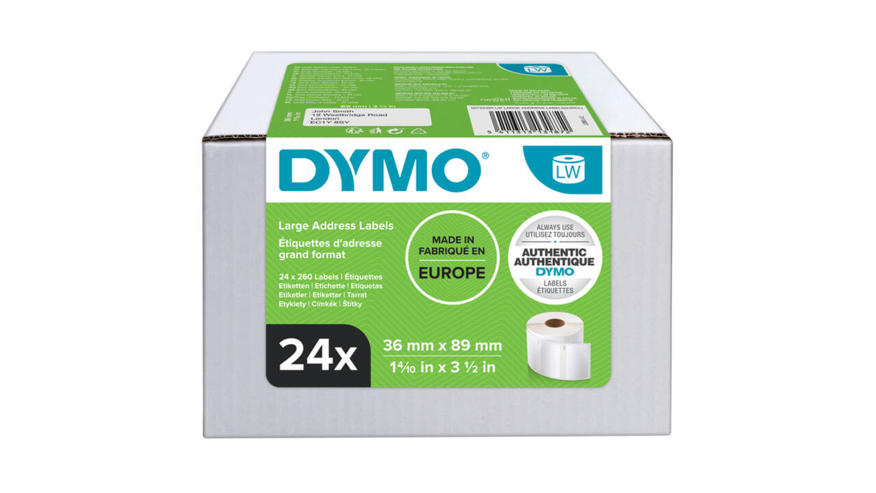 Etiket Dymo LabelWriter adressering 36x89mm 24 rollen á 260 stuks wit