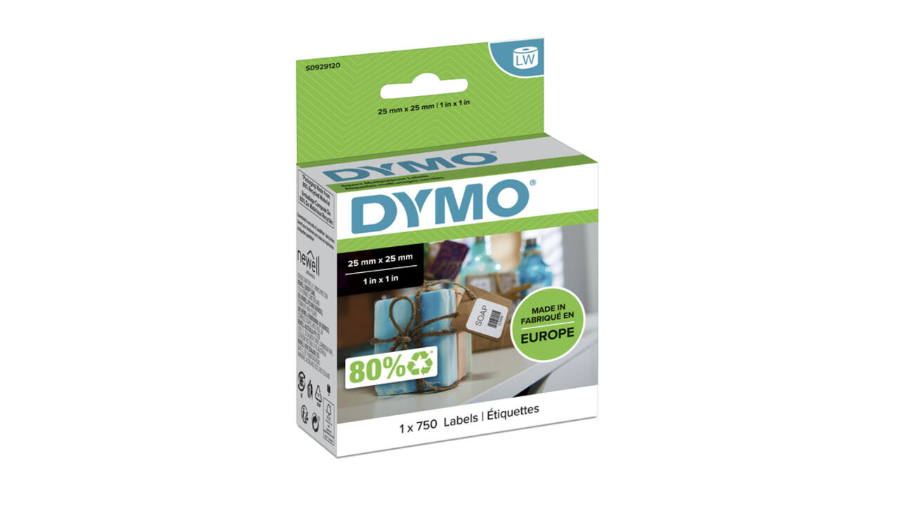 Etiket Dymo LabelWriter multifunctioneel 25x25mm 1 rol á 750 stuks wit