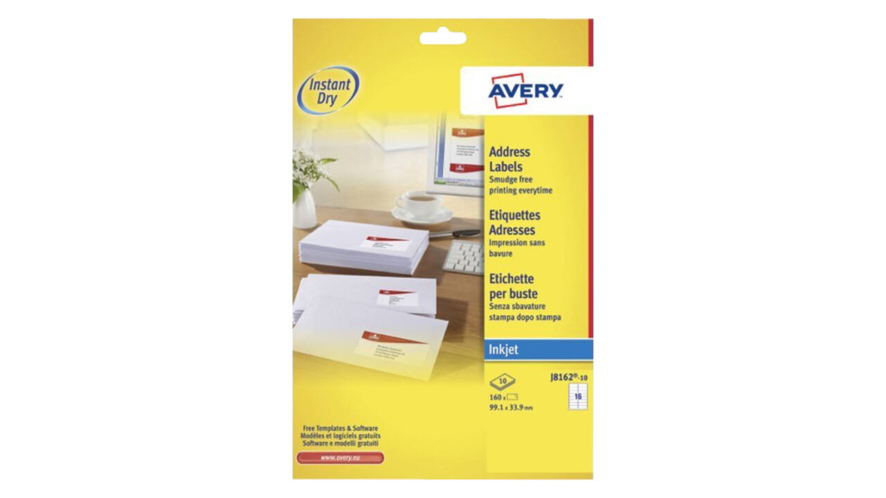 Etiket Avery J8162-10 99.1x33.9mm wit 160 stuks