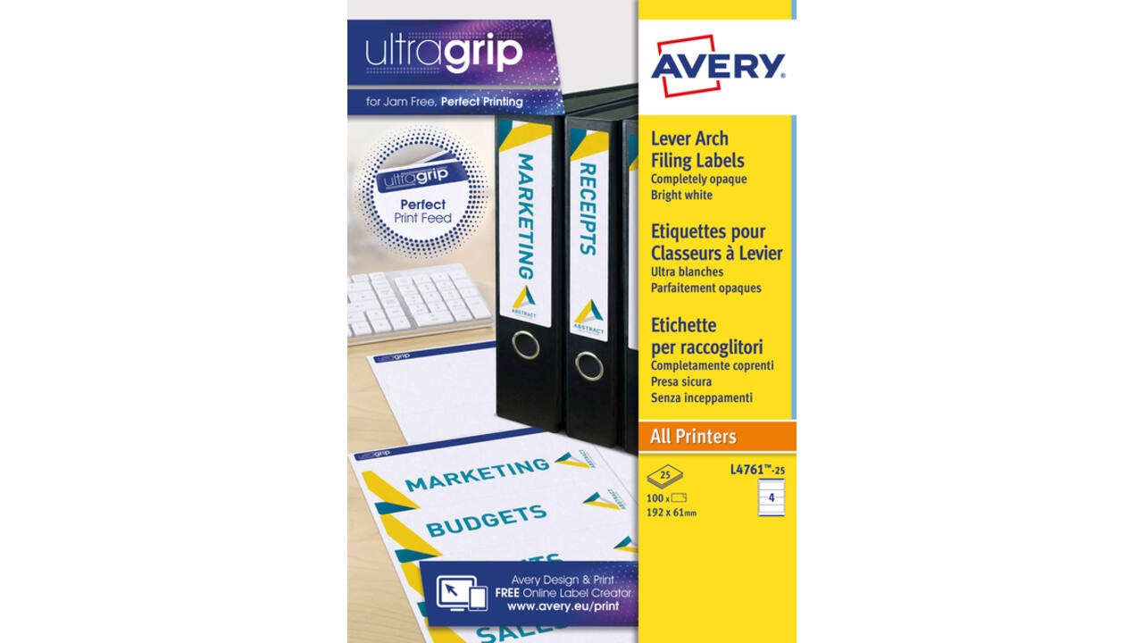 Rugetiket Avery breed 61x192mm zelfklevend wit