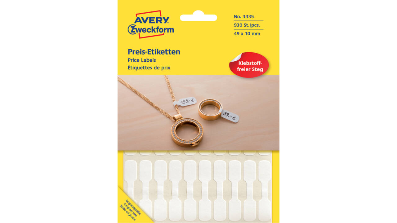 Etiket Avery 3335 49x10mm wit 924 stuks