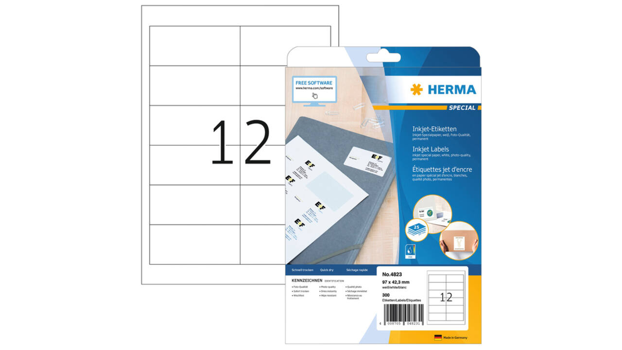 Etiket HERMA 4823 96.5x42.3mm wit 300 stuks
