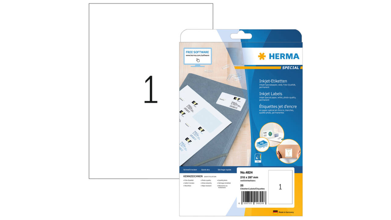 Etiket HERMA 4824 210x297mm wit 25 stuks
