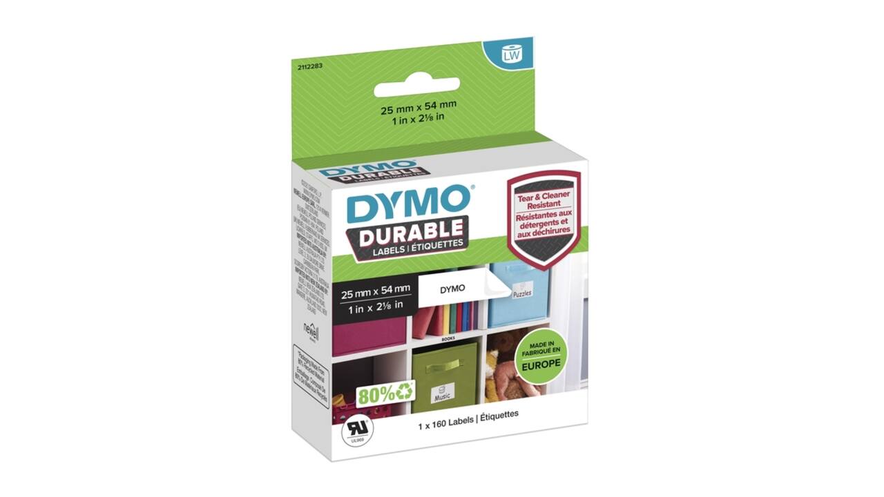 Etiket Dymo LabelWriter industrieel 25x54mm 1 rol á 160 stuks wit