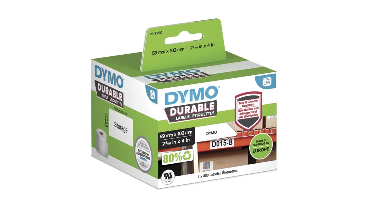 Etiket Dymo LabelWriter industrieel 59x102mm 1 rol á 300 stuks wit