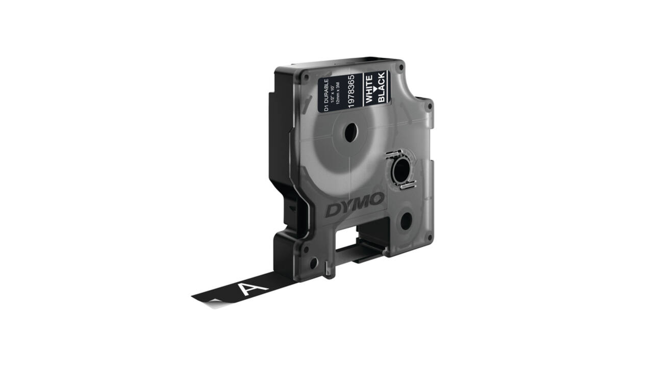 Labeltape Dymo LabelManager D1 polyester 12mm wit op zwart