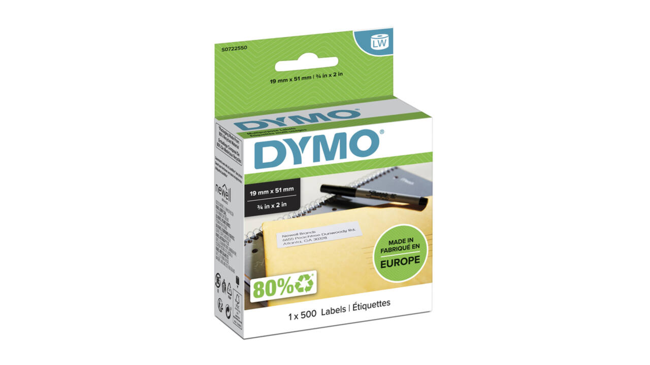 Etiket Dymo LabelWriter multifunctioneel 19x51mm 1 rol á 500 stuks wit
