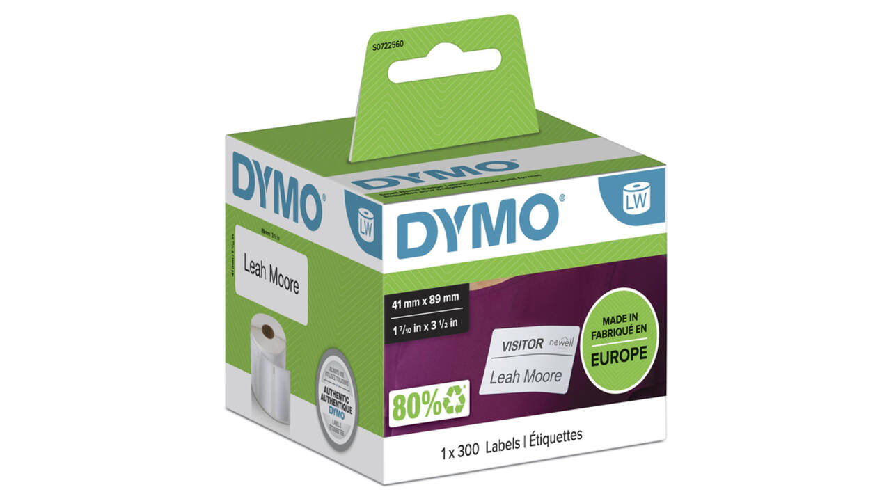 Etiket Dymo LabelWriter naamkaart 41x89mm 1 rol á 300 stuks wit