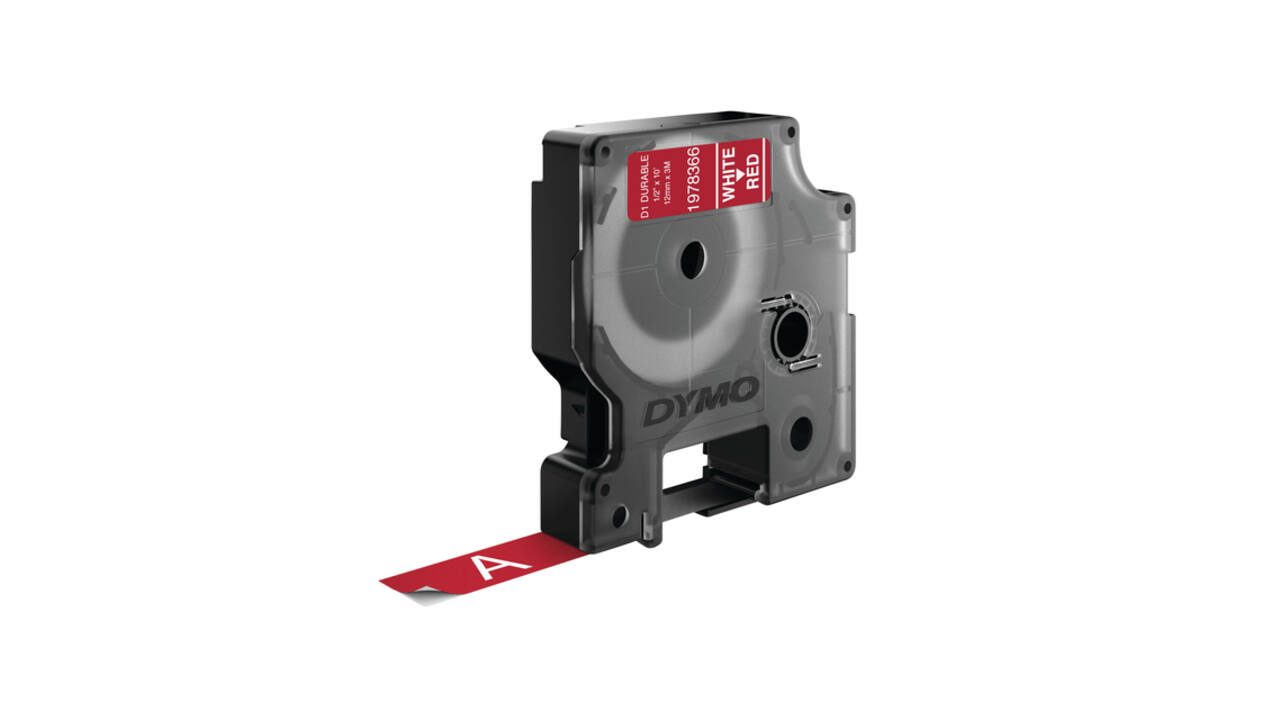 Labeltape Dymo LabelManager D1 polyester 12mm wit op rood