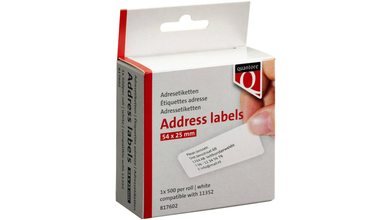 Labeletiket Quantore 11352 54x25mm adres wit 500 stuks