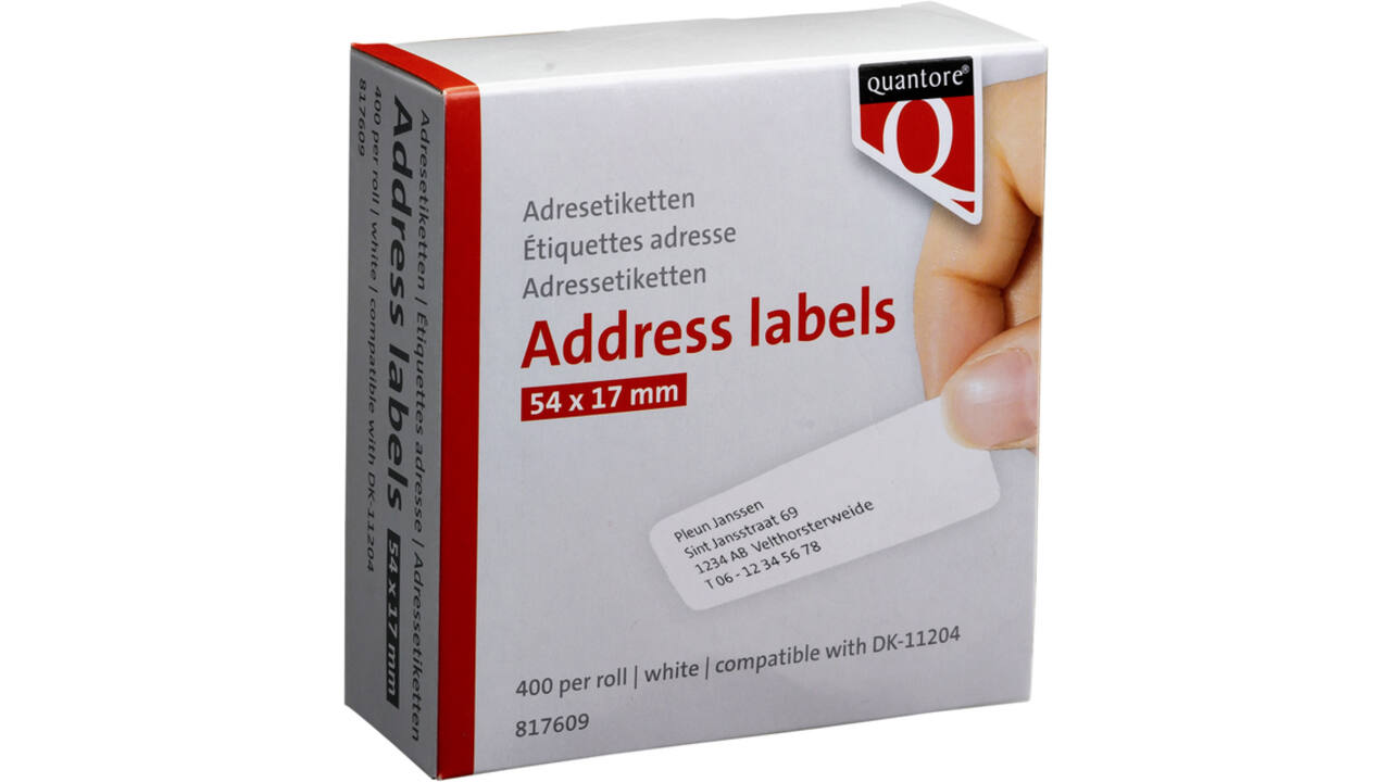 Labeletiket Quantore DK-11204 17x54mm wit 400 stuks