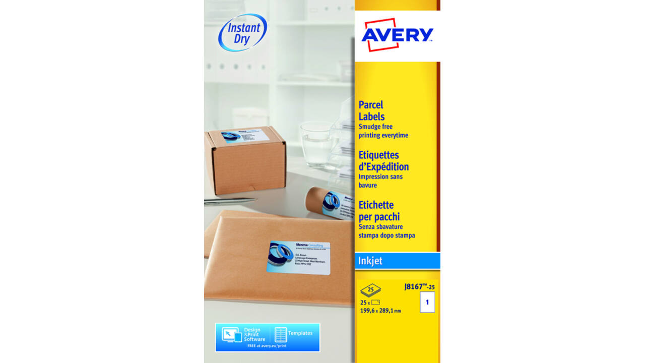Etiket Avery J8167-25 199.6x289.1mm wit 25 stuks