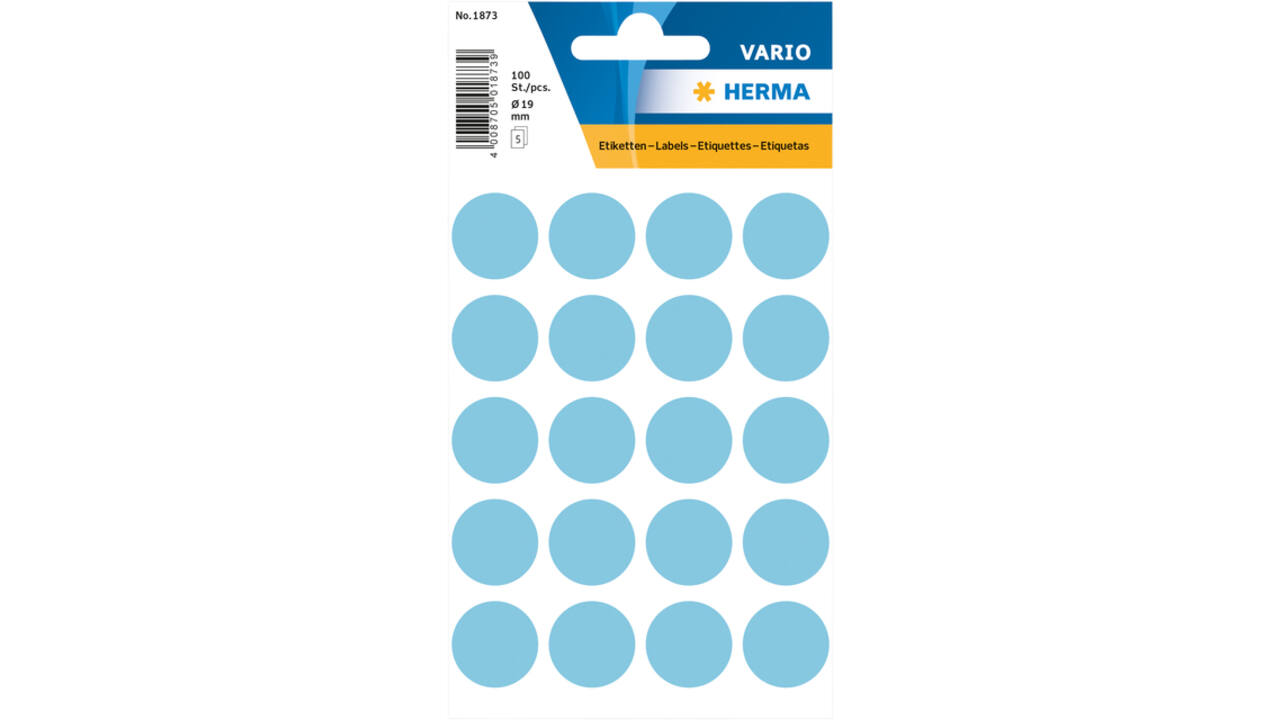 Etiket HERMA 1873 rond 19mm blauw 100 stuks