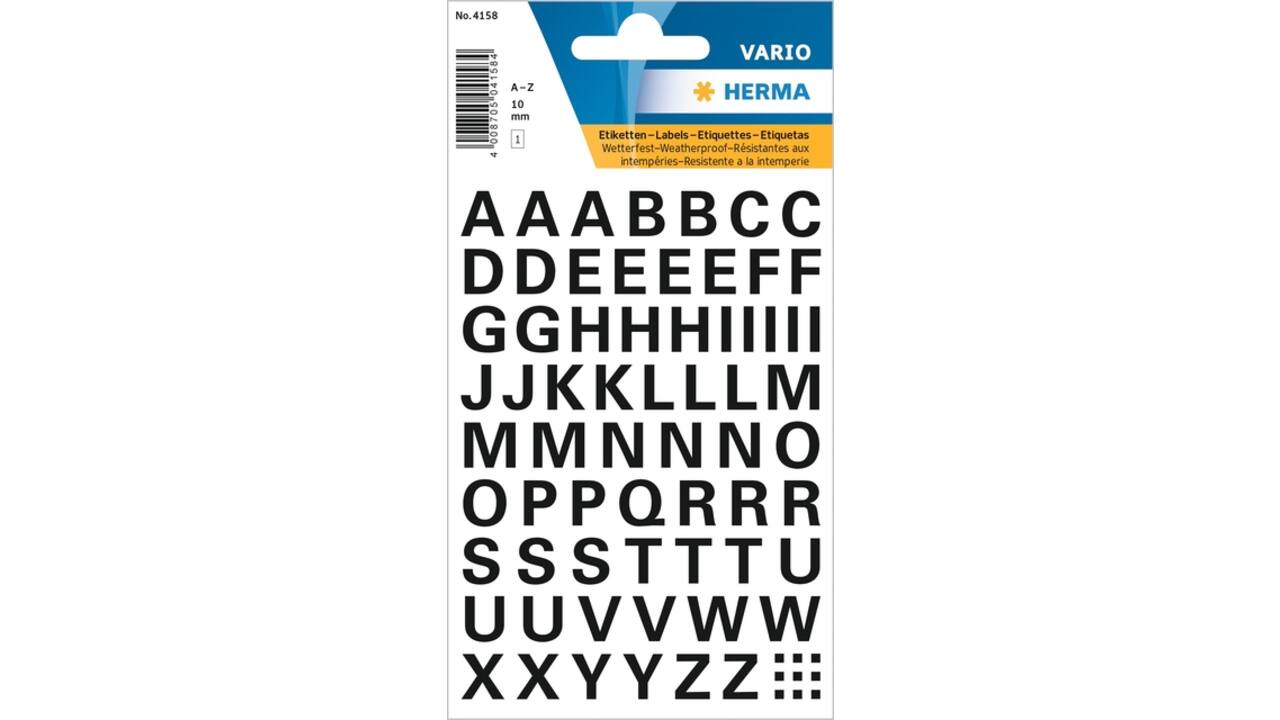Etiket HERMA 4158 10mm letters A-Z zwart