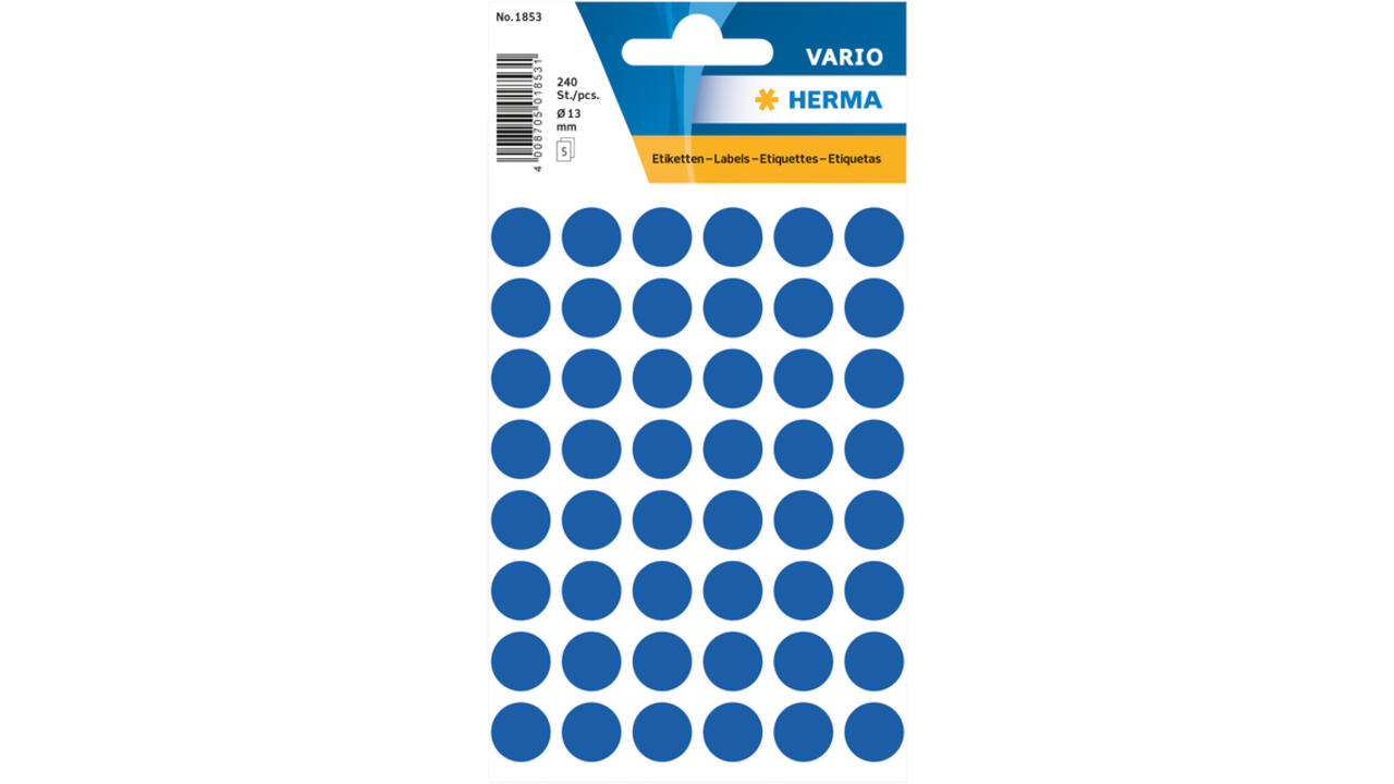 Etiket HERMA 1853 rond 13mm donkerblauw 240 stuks