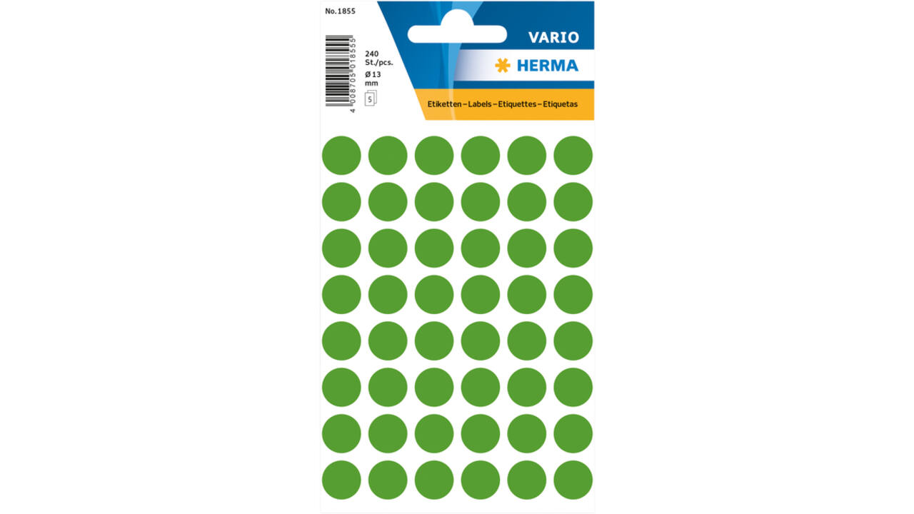 Etiket HERMA 1855 rond 13mm donkergroen 240 stuks