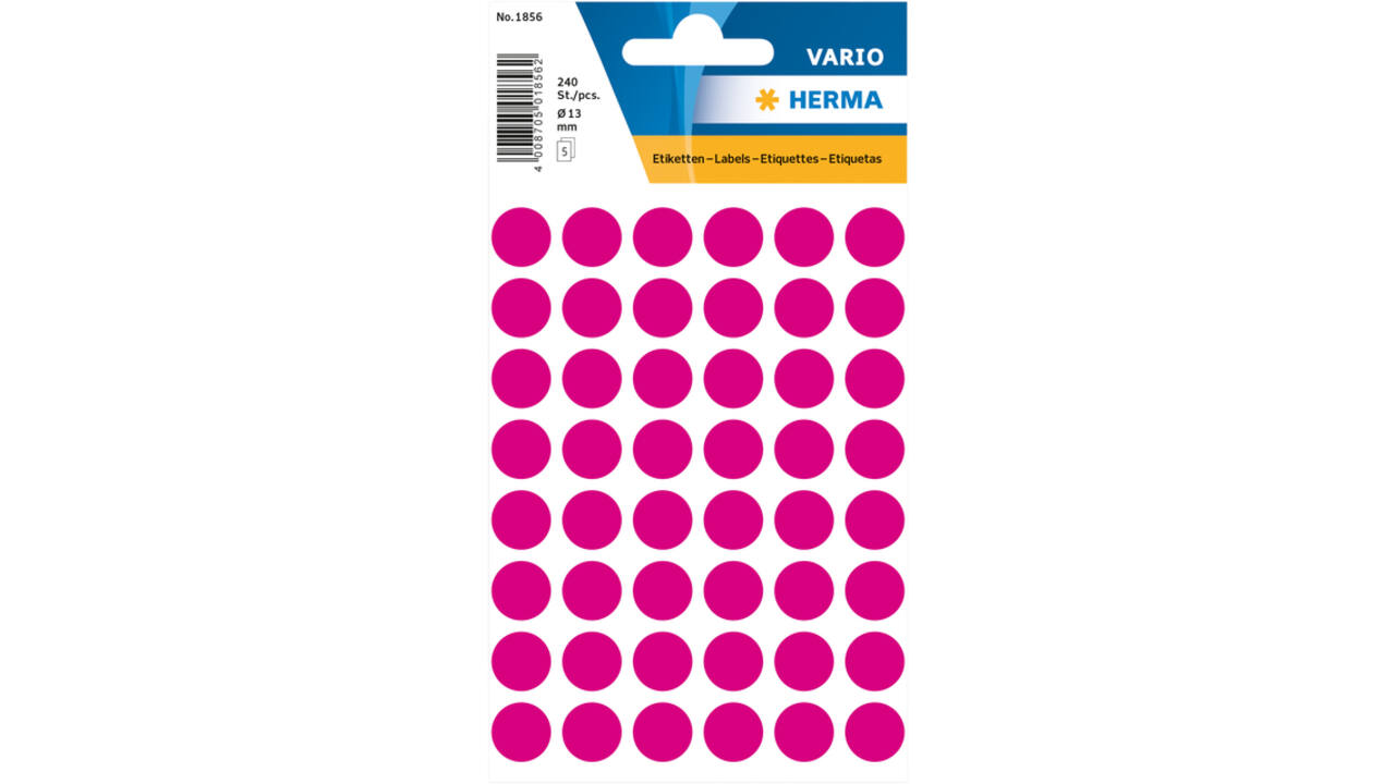 Etiket HERMA 1856 rond 13mm roze 240 stuks