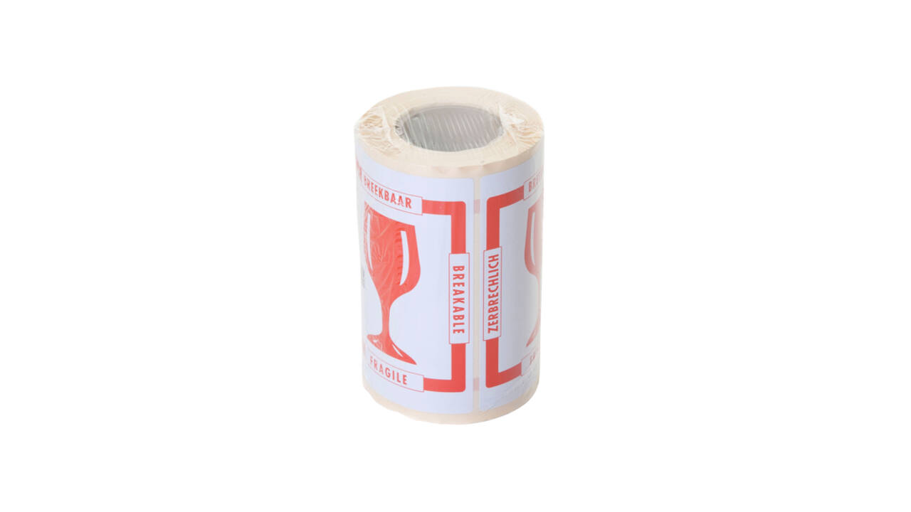 Waarschuwingsetiket IEZZY breekbaar 80mmx100m rood 250 stuks