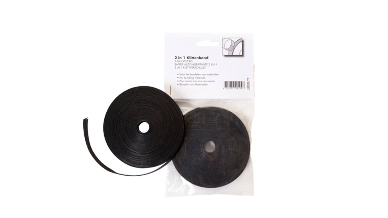 Klittenband Office kabelbinder 2-in 1 13mmx10m zwart