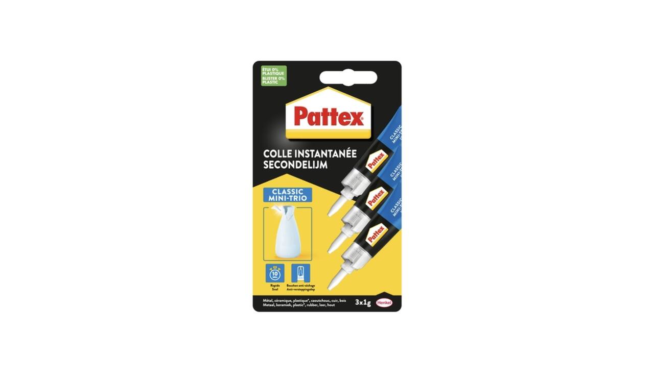 Secondelijm Pattex Classic mini trio tube 3x1gram op blister
